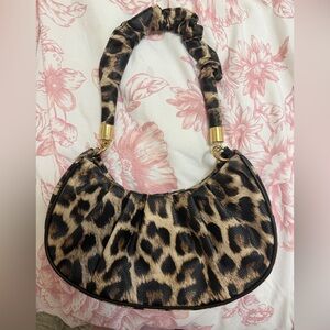 Leopard Print Crescent Shoulder Bag